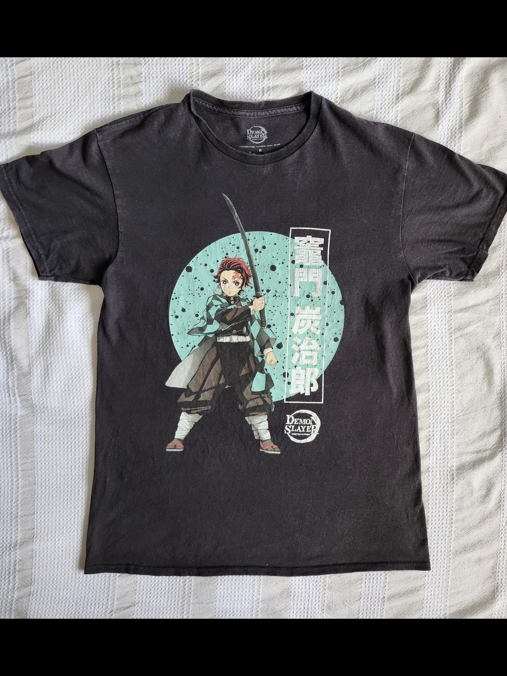 Demon Slayer Tanjiro Graphic Short Sleeve T-Shirt - Black Size M